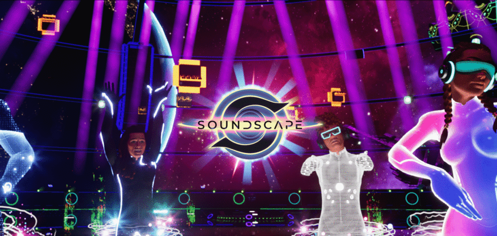 Soundscape Universe VR concert poster with avatars