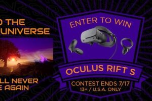 VR headset and controllers giveaway poster